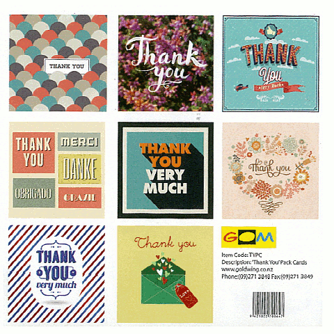 Thank You Pack Cards (8 assorted/unit) - Click Image to Close