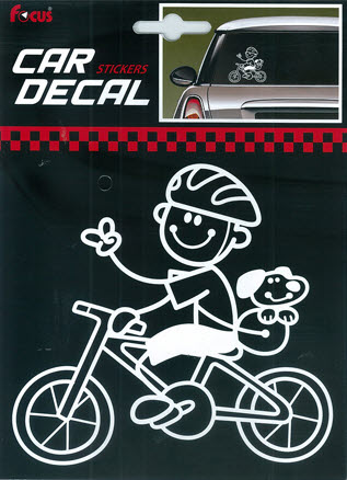 Car-Decal Boy On Bycycle