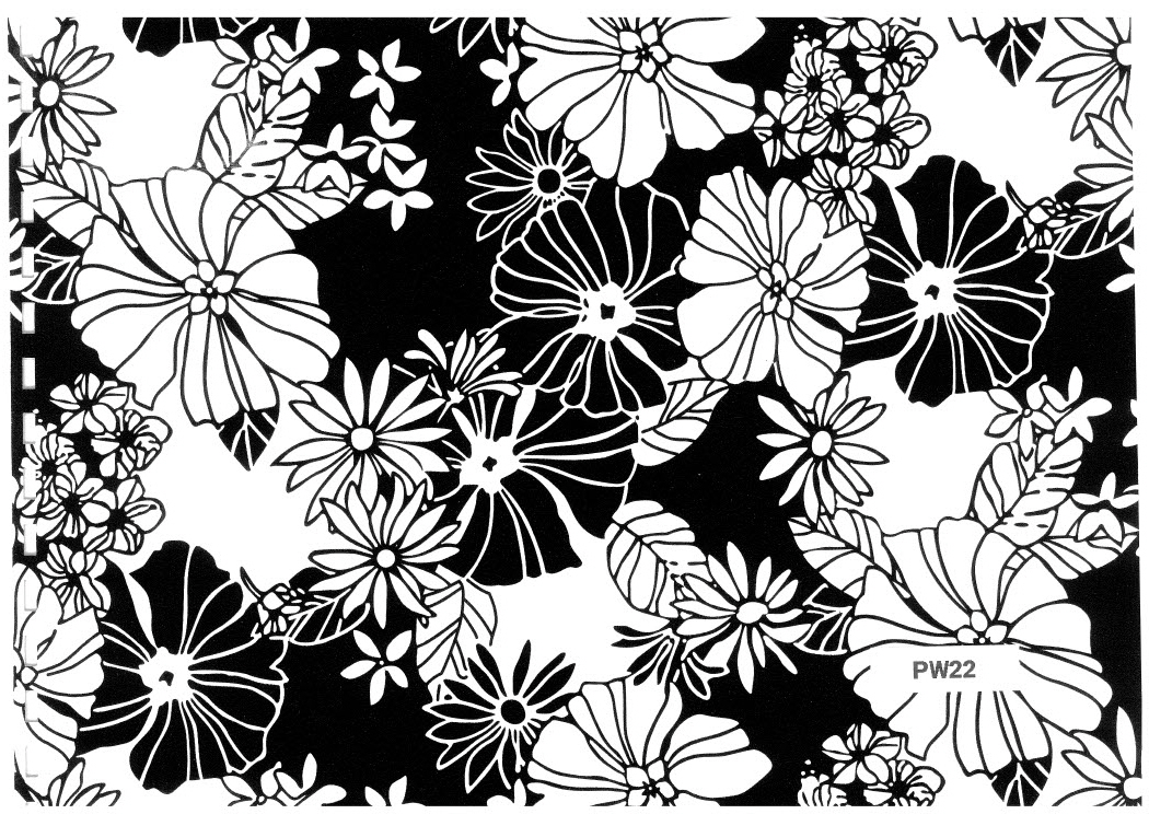 Counter-Roll Black and White Flowers