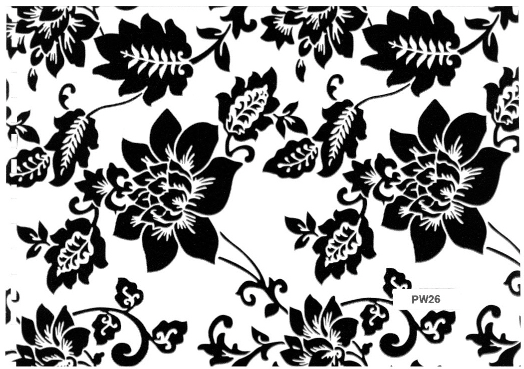 Counter-Roll Black Flowers /silver b/g