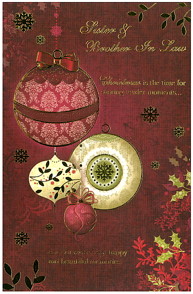 $3.90 Cards X-MAS Sister & Brother-In-Law