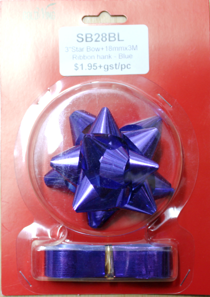 Star Bow 3" + 18mmx3M ribbon hank Blue